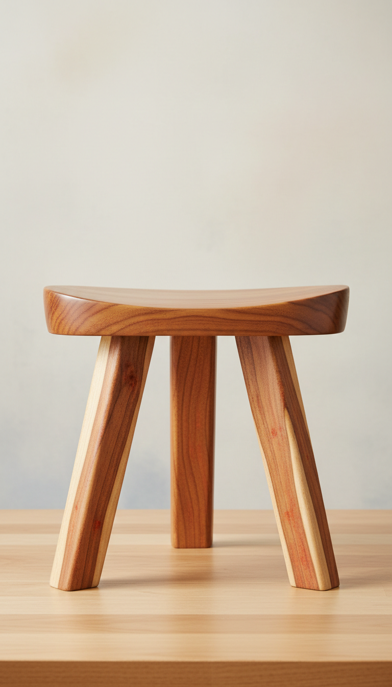 Artisan Maple Wood Accent Stool