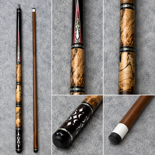 Tri-Cut Spalted Tamarind Custom Cue with Torrefied Maple Shaft